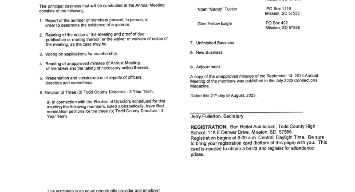 2025 Registration Card With Board Candidates | Cherry Todd